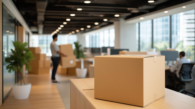 A busy office space highlights the importance of junk removal services, as employees collaborate while a junk removal crew swiftly removes outdated furniture and unwanted items from the premises,