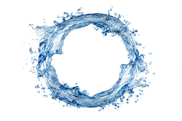Dynamic Circular Water Splash on White Background