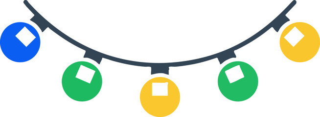 Colorful string lights icon for holiday celebration design