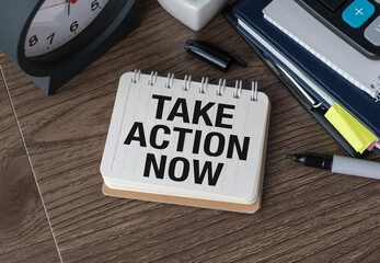 Take Action Now Green Sticky Note Business Concept Copy Space