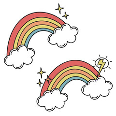 Obraz premium Rainbow and clouds vector illustrations