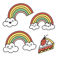 Obraz premium Rainbow and clouds vector illustrations