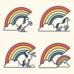 Fototapeta premium Rainbow and clouds vector illustrations