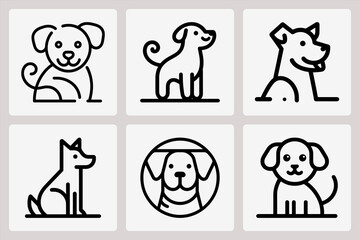 Obraz premium Six Dog line art logo designs for branding projects