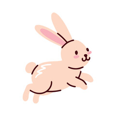 Obraz premium Adorable animal character for Easter holidays, children projects, and nature themed decorations. Small fluffy bunny jumping with long ears