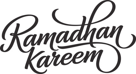 Ramadhan Kareem elegant script typography vector illustration, Islamic greeting calligraphy for holy month and religious celebration © Sume