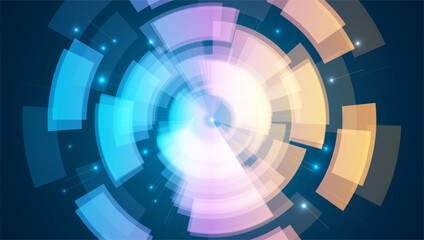Fototapeta premium Abstract technology future visualization. Innovation digital circle of particles. Graphic concept for your design