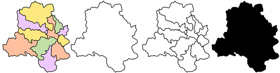 Obraz premium Delhi map, Delhi outline and districts state map set - illustration version
