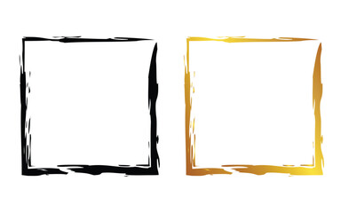 Black and gold artistic brush square border &ndash; Useful for luxury packaging titles and product presentation graphics with a clean brush-styled frame that highlights central text and logos