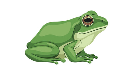 Fototapeta premium A realistic illustration of a green tree frog sitting on a surface, showcasing amphibian characteristics, wildlife, and the natural world.