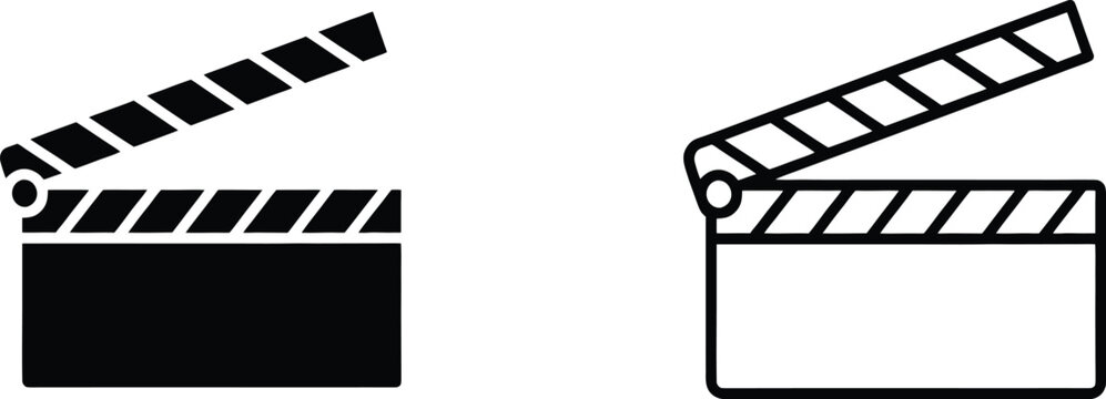 Film clapboard icons in black and white