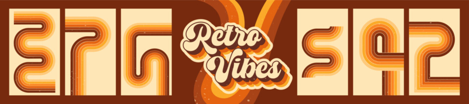 Groovy Posters with a stripe rainbows, painted in warm boho colors with texture and logo in the center.