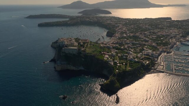 Aerial View Of Procida Island, Naples, Southern Italy - Drone Shot