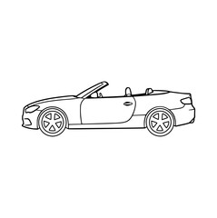 Obraz premium Modern Cabriolet Outline Drawing Side View Isolated on White