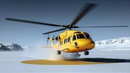 Fototapeta premium Elevate Your Adventure: Experience the Ultimate Winter Helicopter Flight Over Scenic Mountains!