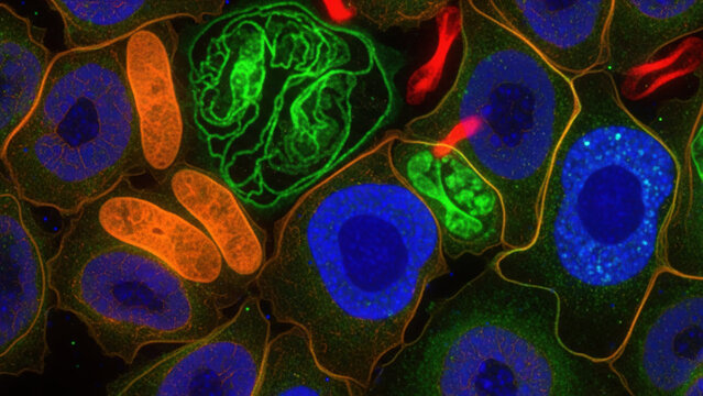 Fluorescent Microscopy of Plant Cell Tissues with Chloroplasts