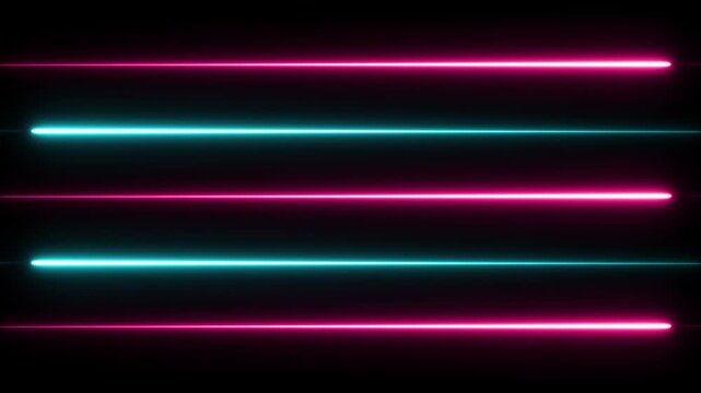 Abstract glowing neon lights blinking lines moving animation. neon lazer line Seamless loop animation of glowing neon line. Bright neon laser curve line abstract technology.