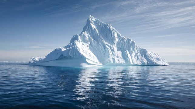 Large ice berg melting in ocean as climate change concept.
