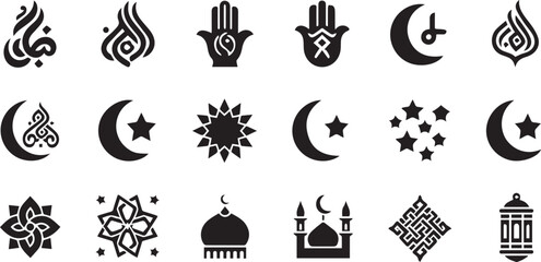 Fototapeta premium Ramadan Prayer & Spiritual Worship Icon Set