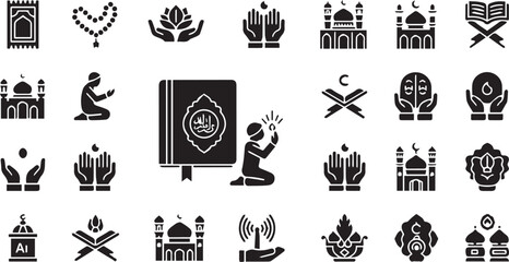 Obraz premium Ramadan Prayer & Spiritual Glyph Icons