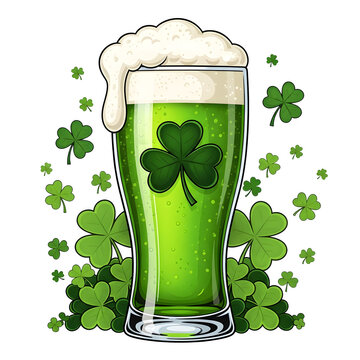St patrick's day green beer isolated on transparent background