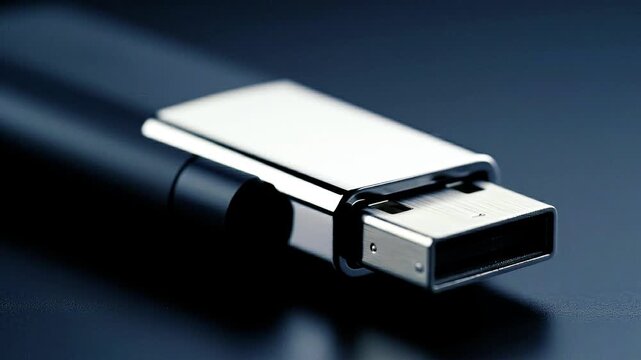 Close-up of a Black and Silver USB Flash Drive with Cap Off