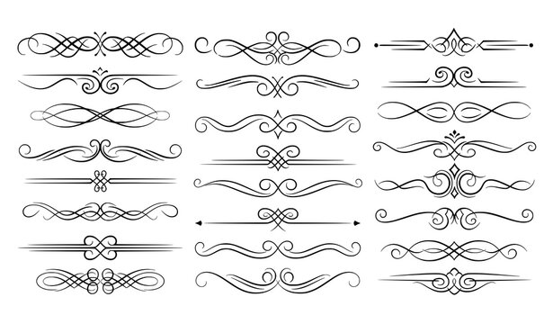 Luxury Vintage Flourish Line Separators Calligraphic Ornament Vector