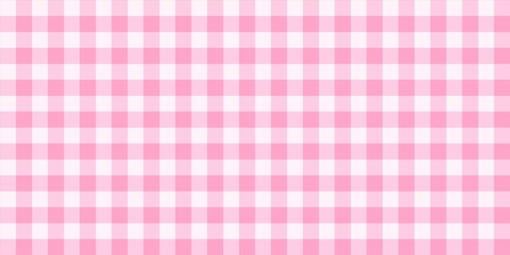 Pink gingham plaid pattern background. Classic checkered plaid texture for picnic blankets, tablecloths, textiles, and cute feminine wallpapers.