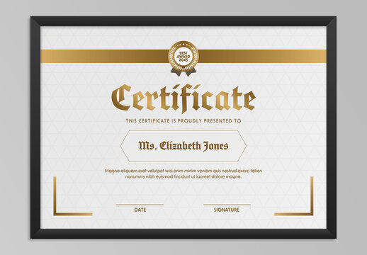 Certificate Layout with Golden Accents