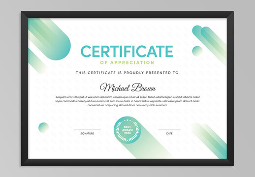 Certificate Layout with Green Accents