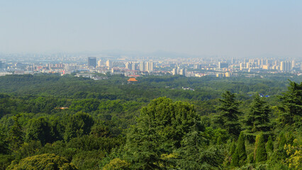 Nanjing city skyline, view from the Purple mountain Zijin Shan in Nanjing, China