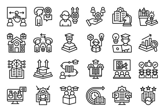 Quick Learning Icon Collection Set. Clean Outline Icon Vector Illustration.