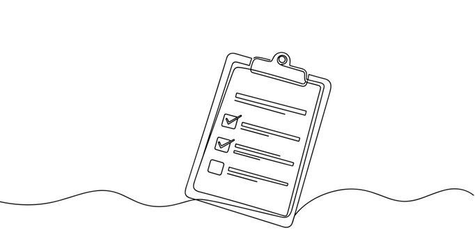 Minimalist outline of a checklist on a clipboard. No editable stroke