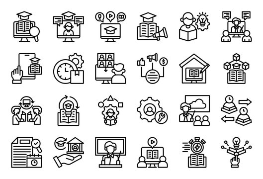 Microlearning Icon Collection Set. Clean Outline Icon Vector Illustration.