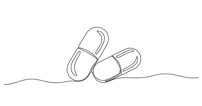 Minimalist line art of two capsules on a simple background. No editable stroke