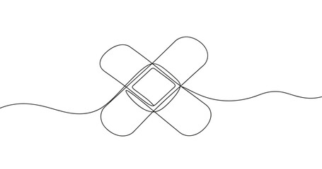 Obraz premium Minimalist line art of crossed bandages on plain background. No editable stroke