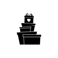 Stack of Gift Boxes with Heart Design.