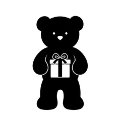 Teddy bear holding a gift box.