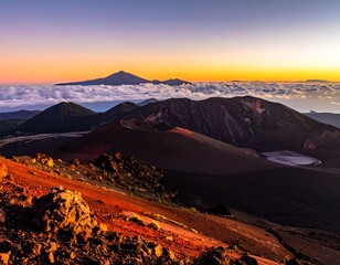 Volcanic Landscape at Sunrise - Tenerifes Majestic Teide Peak.