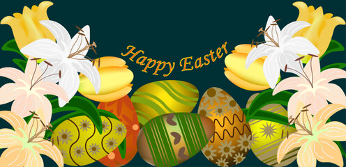 easter eggs with flowers