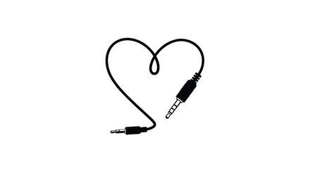A black heart shape formed from audio cables a striking silhouette © IMkM00i76