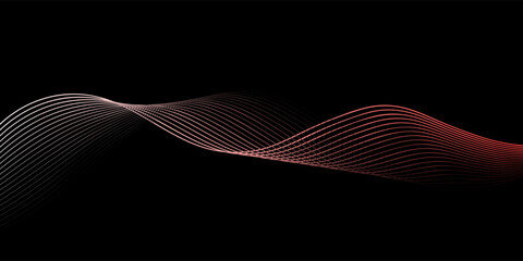 Abstract background with lines and waves. Web banner size. Element for design isolated. Vector background for brochure, booklet, flyer, poster. Pink and black gradient. Valentine's Day