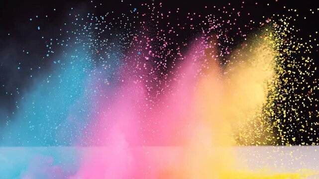 Colorful powder explosion inspired by festival of colors. Dynamic abstract background with vibrant pigments, festive mood, creative celebration. Holi festival