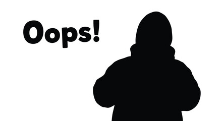 A black silhouette figure beside the word oops silhouette