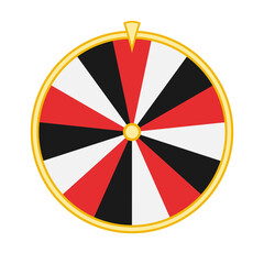 Wheel of fortune. Spinning fortune wheel, lucky roulette, online casino ,gambling and prize game,  lottery, lucky game design. Color vector illustration. Isolated on white background.	