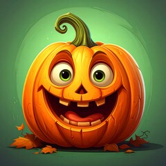Whimsical Halloween Pumpkin with a Big Grin and Googly Eyes.