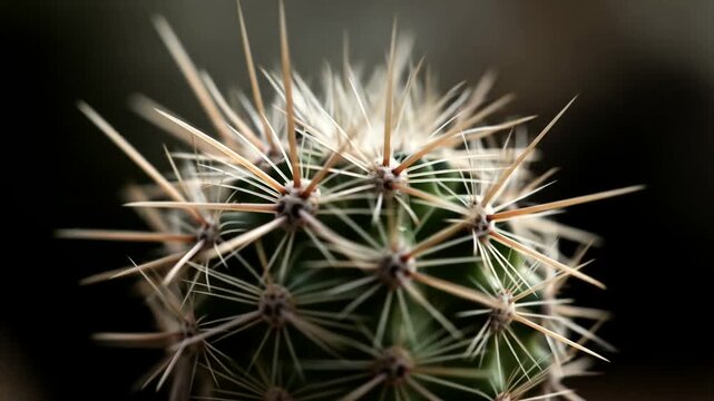 Closeup of a Prickly Cactus with Sharp Spines.