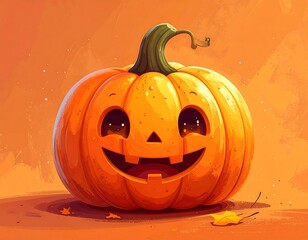 Whimsical Jack-o-Lantern - A Cheerful Halloween Pumpkin Illustration.