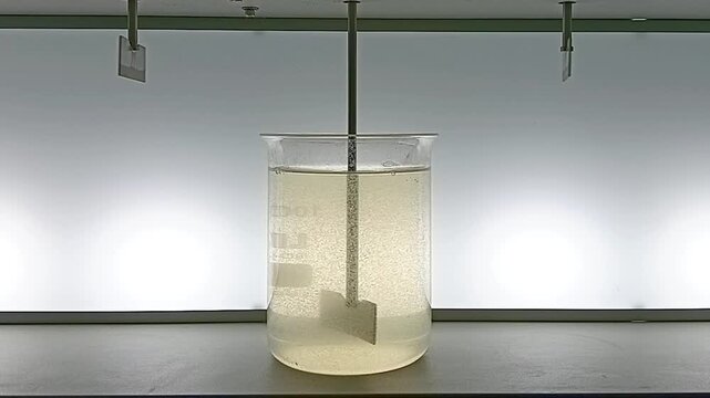 Jar Test Slow Mixing Stage 1: Stirring at 120 RPM to Initiate Flocculation