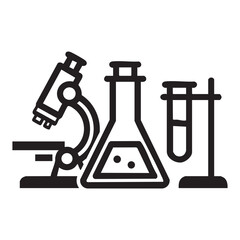 Science lab equipment icon set